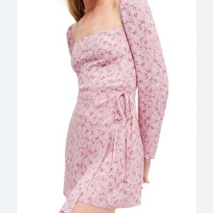 Reformation Pink Rosalie Floral Long Sleeve Crepe Dress